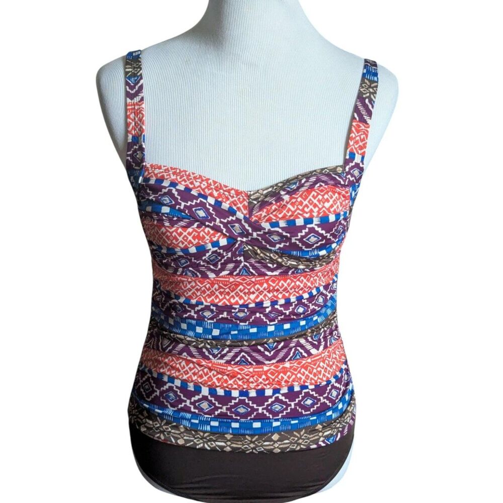CLEANWATER S Aztec Geometric Print Underwire One-Piece Swimsuit